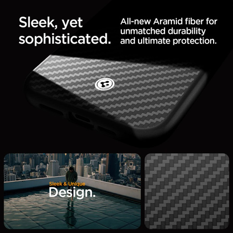 Etui Spigen Enzo Aramid Mag z MagSafe na iPhone 15 Pro Max - matowo-czarne