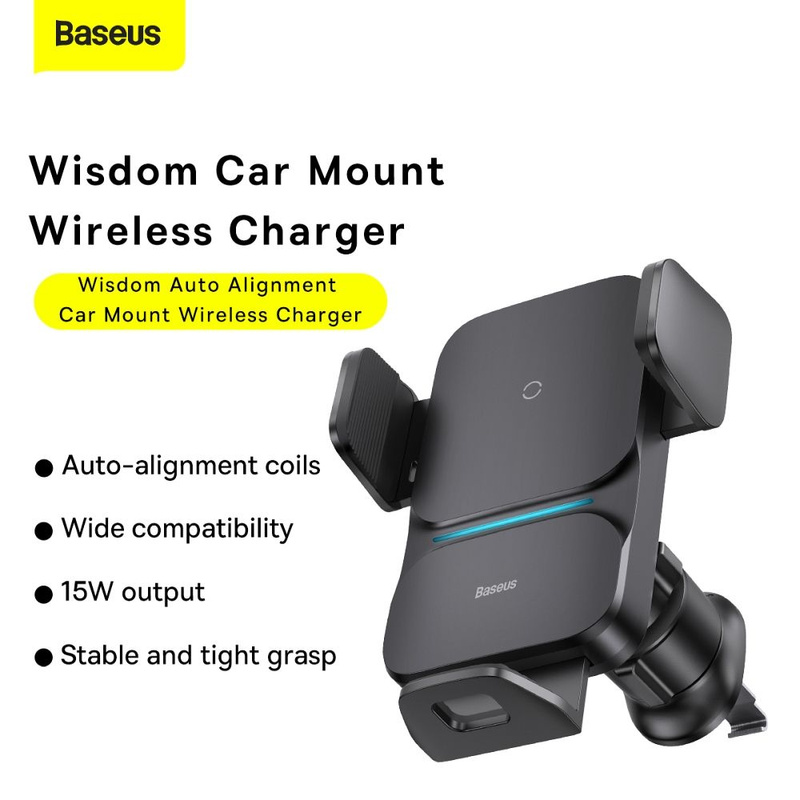 Baseus Wisdom Induktionsladegerät Autotelefonhalter für Haftnotizen schwarz (CGZX000001)