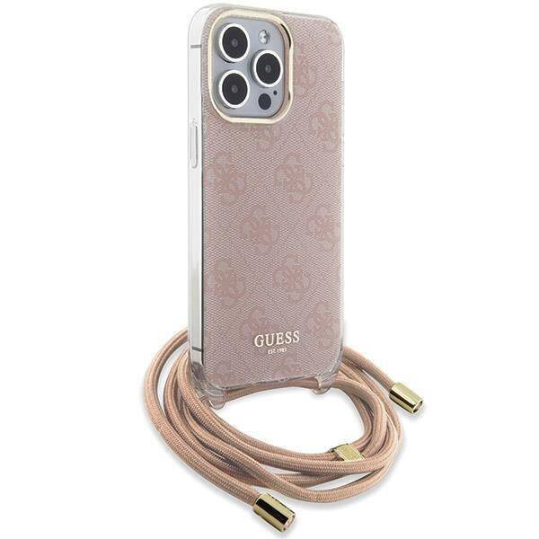 Guess Crossbody Cord 4G Print Hülle für iPhone 15 Pro Max – Rosa