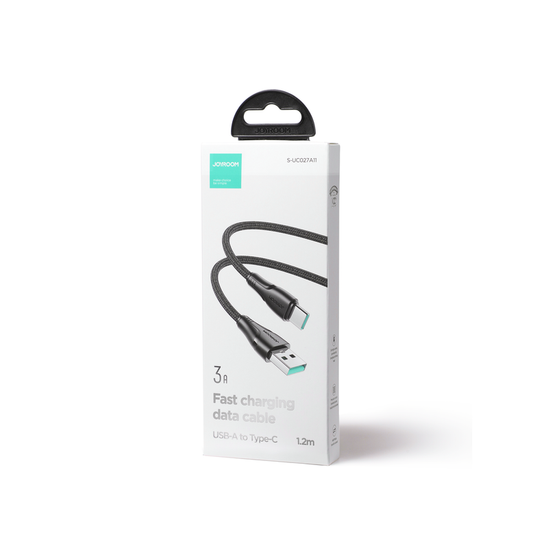 Joyroom kabel USB - USB C 3A Surpass Series do szybkiego ładowania i transferu danych 1,2 m czarny (S-UC027A11)