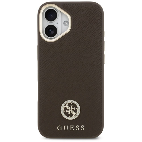 GUESS futerał do IPHONE 17 kompatybilny z MagSafe GUHMP17SPGCRMDEW (PU W/ Grained Strass Logo) brązowy