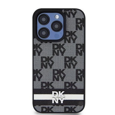 DKNY DKHCP15XPCPTSSK iPhone 15 Pro Max 6.7" czarny/black hardcase Leather Checkered Mono Pattern & Printed Stripes