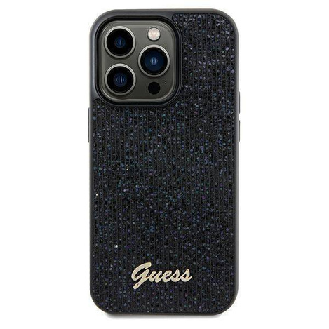 Guess nakładka do iPhone 13 Pro 6,1&quot; GUHCP13LPMSDGSK HC PU DISCO SCRIPT METAL czarna