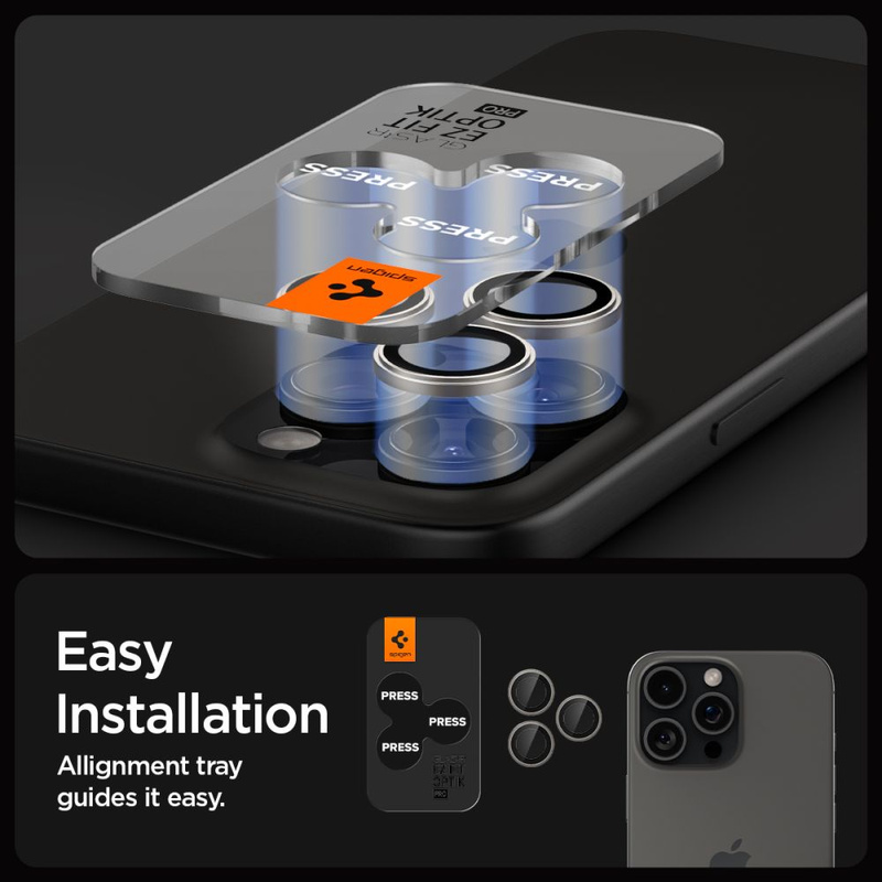 Spigen Optik.tR EZ Fit Kameraschutz für iPhone 14 Pro / Pro Max / 15 Pro / Pro Max - natürliches Titan 2 Stk.