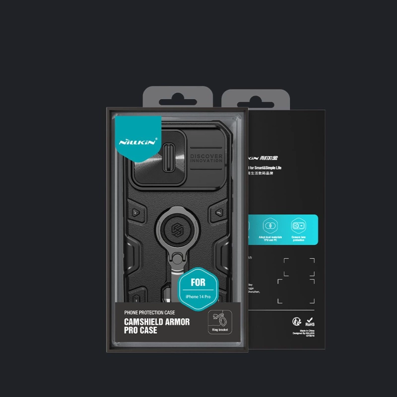 Nillkin CamShield Armor Pro Case iPhone 14 Pro case armored cover stand ring black
