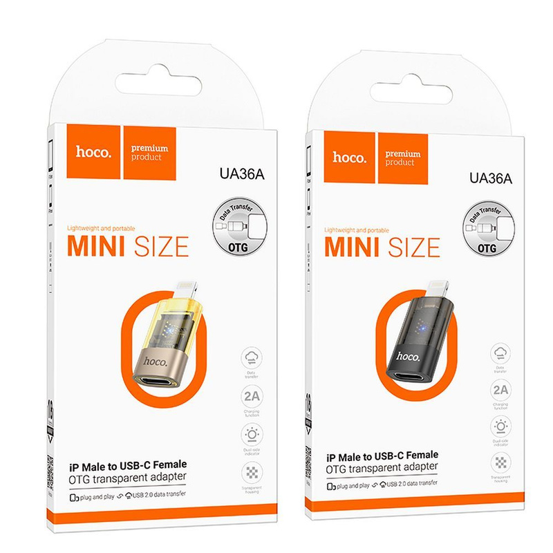 HOCO adapter OTG Lightning (męski) do Typ C (żeński) UA36A transparentny czarny