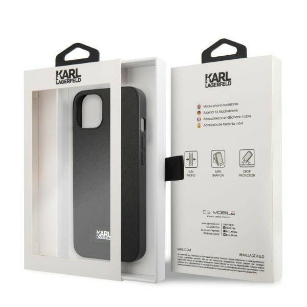 Original Case IPHONE 13 MINI Karl Lagerfeld Hardcase Saffiano Plaque black