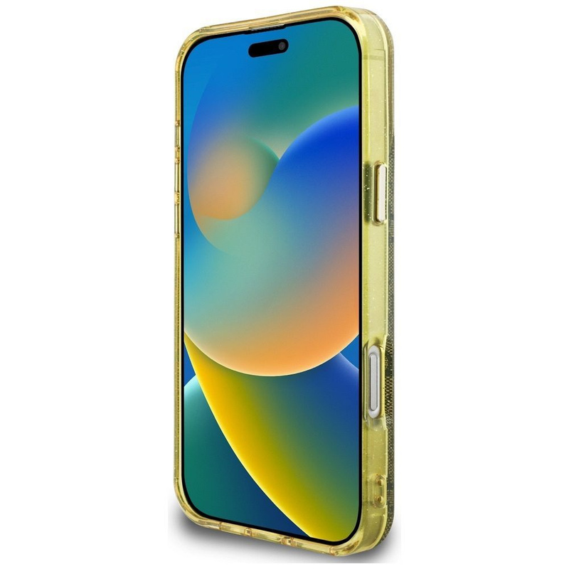 GUESS futerał do IPHONE 16 Pro Max kompatybilny z MagSafe GUHMP16XHG4PRTGW (IML Metal Glitter 4G Circle Triangle) brązowy