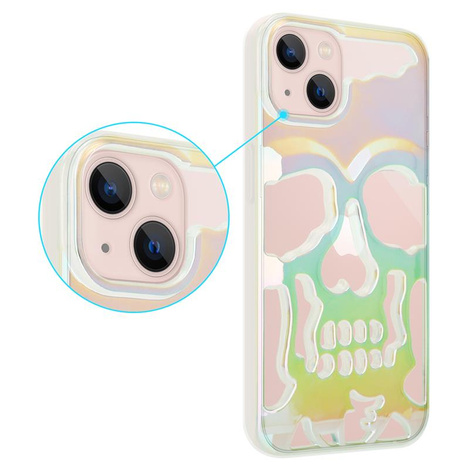 ETUI SKULL IPHONE 14 HOLO WHITE / BIAŁY