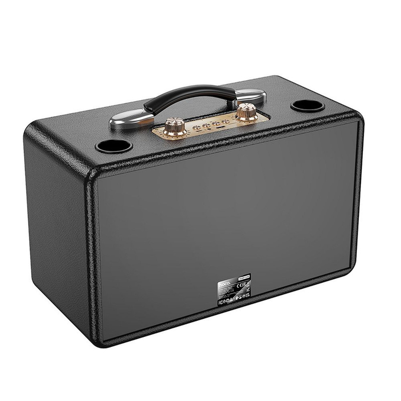 HOCO zestaw karaoke bezprzewodowy głośnik + 2 x bezprzewodowy mikrofon LED 40W HA8 czarny