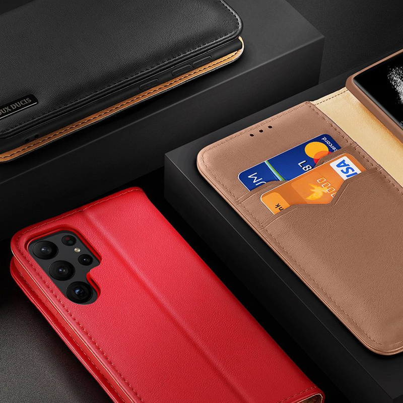 DUX DUCIS Hivo - skórzane etui portfelik do Samsung Galaxy S24 Plus czerwone
