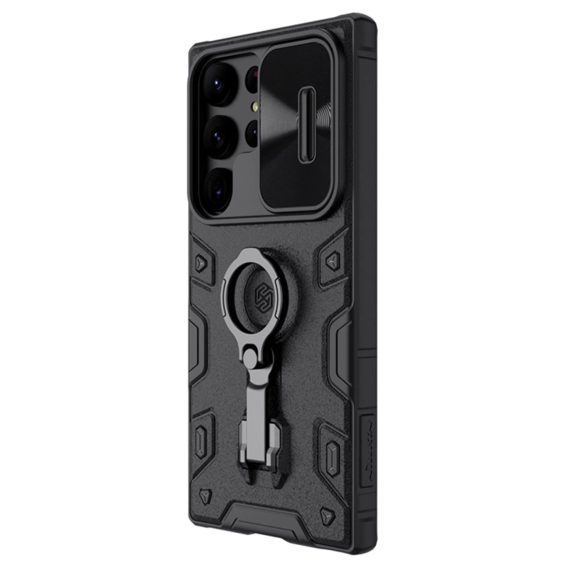 Nillkin CamShield Armor Pro Case etui Samsung Galaxy S23 Ultra pancerny pokrowiec z osłoną na aparat ring podstawka czarne