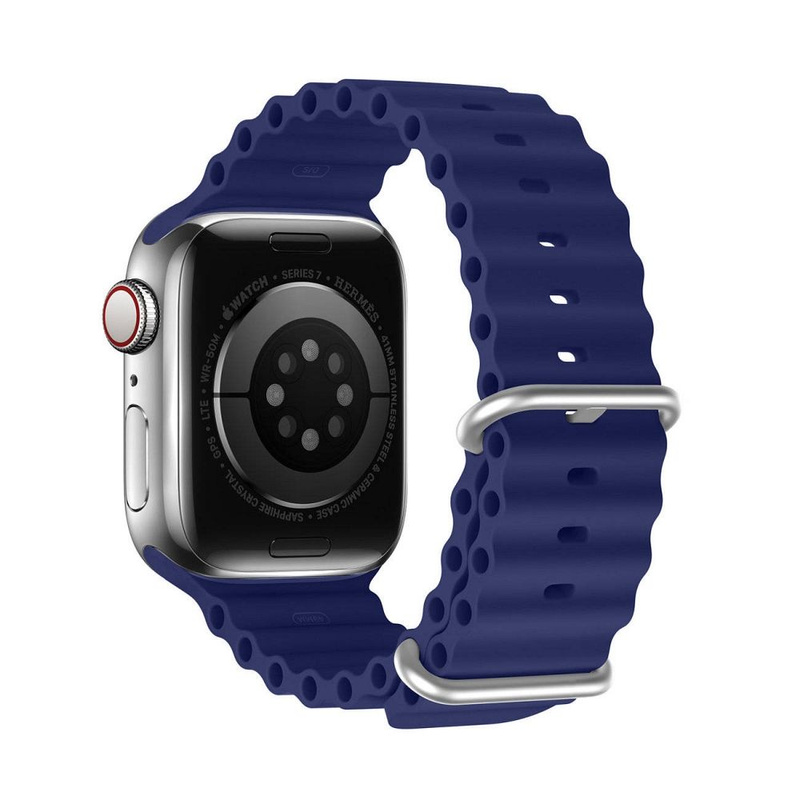 Dux Ducis Strap Watch Strap 8 / 7 / 6 / 5 / 4 / 3 / 2 / SE (45 / 44 / 42mm) Silicone Band Bracelet Navy Blue (OceanWave Version)