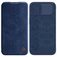 Nillkin Qin Leather Pro Case iPhone 14 Plus Camera Cover Holster Cover Flip Case Blue