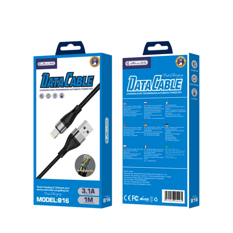 JELLICO kabel B16 Lightning 3.1A 1M Czarny