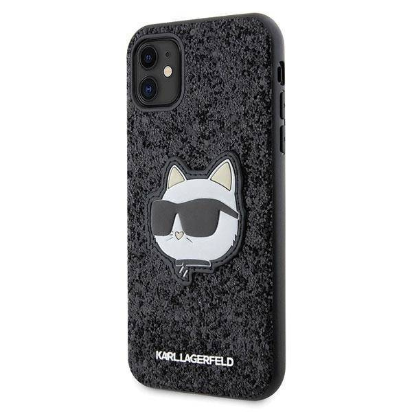 Karl Lagerfeld KLHCN61G2CPK iPhone 11 / Xr 6,1" schwarz/schwarzes Hartschalenetui mit glitzerndem Choupette-Patch