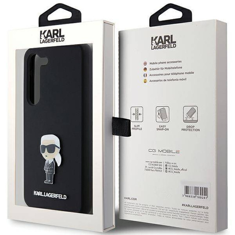 Oryginalne Etui KARL LAGERFELD hardcase Silicone Ikonik Metal Pin KLHCS24MSMHKNPK do Samsung Galaxy S24 Plus czarny