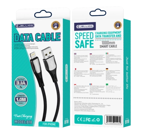 JELLICO kabel B18 Lightning 3.1A 1M Czarny