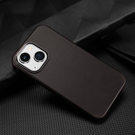 Dux Ducis Naples case for iPhone 14 Plus leather cover (MagSafe compatible) dark brown