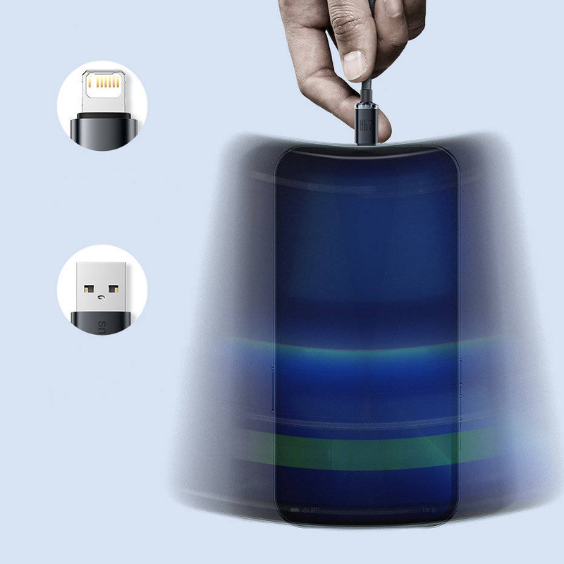 Baseus Crystal Shine Series Fast Charging Data Cable USB to iP 2.4A 2m Purple