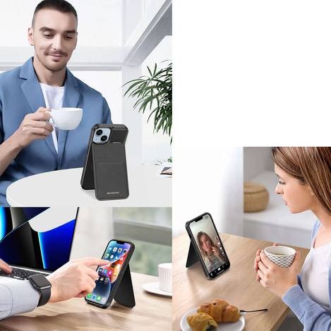 3in1 Wallet Case mit Ständer für iPhone 15 Plus MagSafe RFID Blocker Dux Ducis Rafi Mag – Schwarz