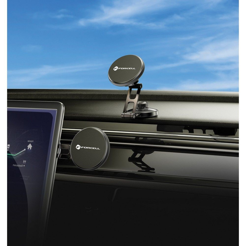 FORCELL F-Grip IronSecure uchwyt samochodowy do szyby/deski kompatybilny z MagSafe czarny