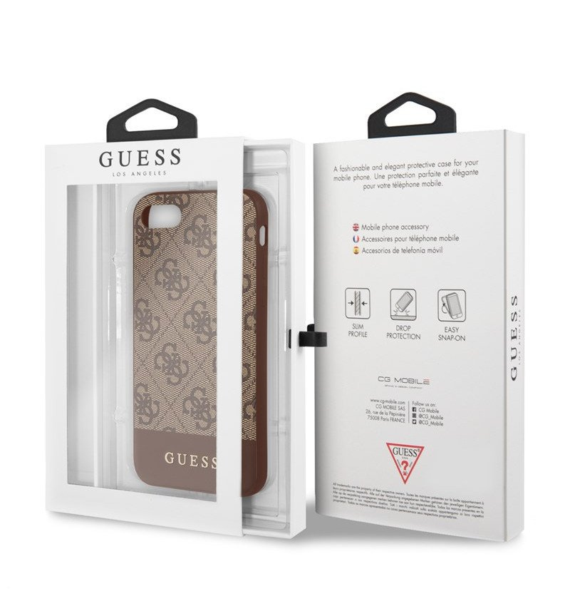 Guess 4G Bottom Stripe Collection - Etui iPhone SE 2020 / 8 / 7 (brązowy)