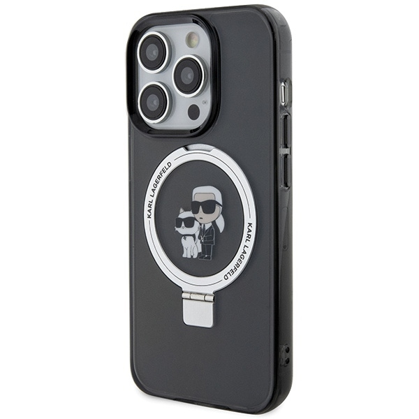 Karl Lagerfeld KLHMP13LHMRSKCK iPhone 13 Pro 6,1&quot; schwarz/schwarz Hardcase Ringständer Karl&amp;Choupette MagSafe