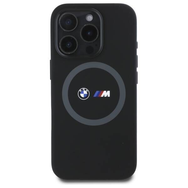 Original Case IPHONE 16 PRO MAX BMW Hardcase M Silicone Printed Ring MagSafe (BMHMP16X23SROK) black