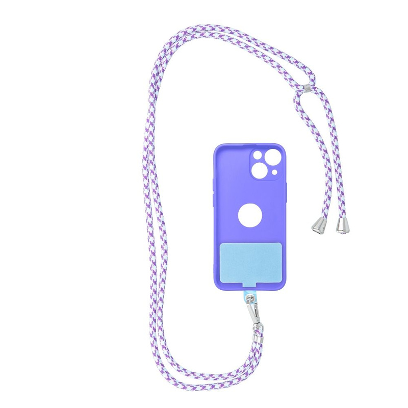 Zawieszka SWING do telefonu z regulacją długości / długość sznura 165cm (max 82,5cm w pętli) / na ramię lub szyję - białofioletowy