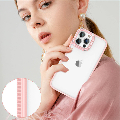 Kingxbar Sparkle Series Hülle iPhone 13 Pro mit Kristallen Rückseite rosa
