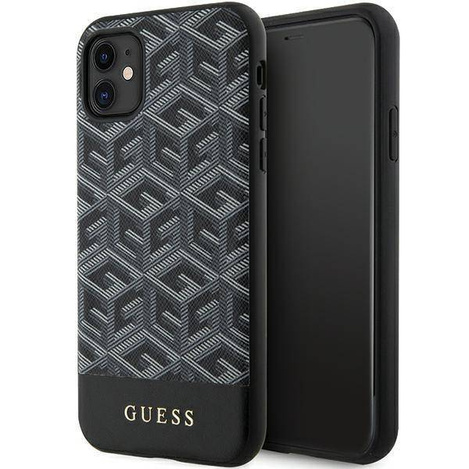 Guess GUHMN61HGCFSEK iPhone 11 / Xr 6,1" schwarz/schwarzes Hardcase GCube Stripes MagSafe