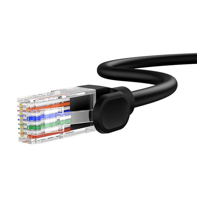Kabel Ethernet Baseus High Speed Cat 5 RJ-45 1000Mb/s 0.5m okrągły - czarny