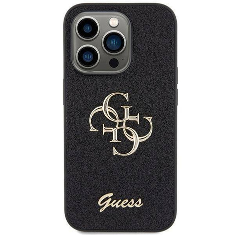 Guess Glitter Script Big 4G case for iPhone 15 Pro - black