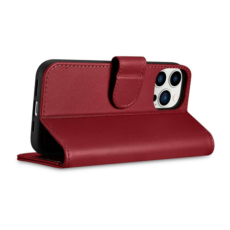 iCarer Wallet Case 2in1 iPhone 14 Pro Max Leder Flip Cover Anti-RFID rot (WMI14220728-RD)