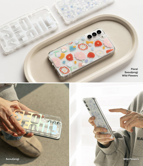 Ringke Fusion Design Armoured Case Cover mit Gelrahmen für Samsung Galaxy S22+ (S22 Plus) transparent (Floral) (F593R31)