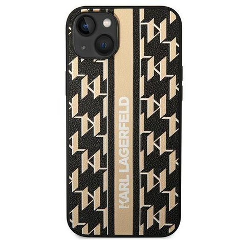 Original Handyhülle IPHONE 14 PLUS Karl Lagerfeld Hardcase Monogram Stripe (KLHCP14MPGKLSKW) braun