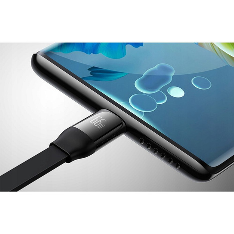 Baseus Bright Mirror 2 einziehbares Kabel 3in1 USB Typ A - micro USB + Lightning + USB Typ C 66W 1.1m schwarz (CAMJ010101)