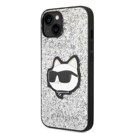 Karl Lagerfeld NFT Glitter Choupette Patch - Etui iPhone 14 (srebrny)
