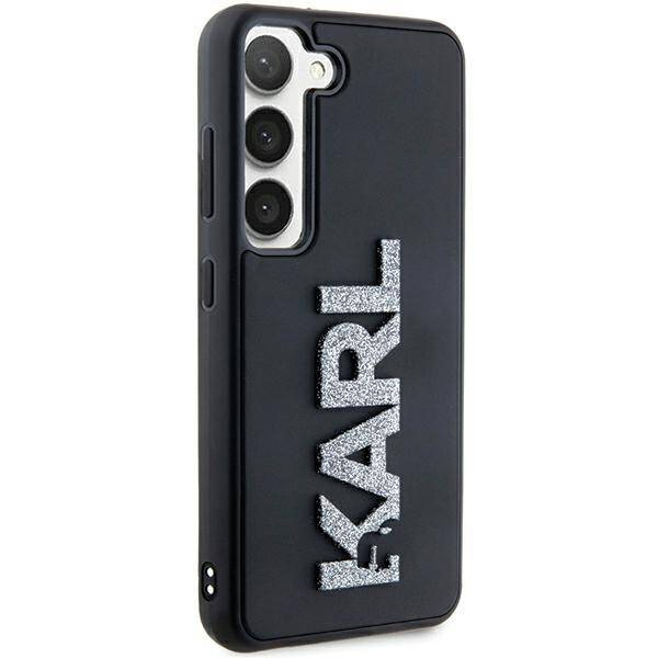 Karl Lagerfeld 3D Rubber Glitter Logo Hülle für Samsung Galaxy S23 – Schwarz