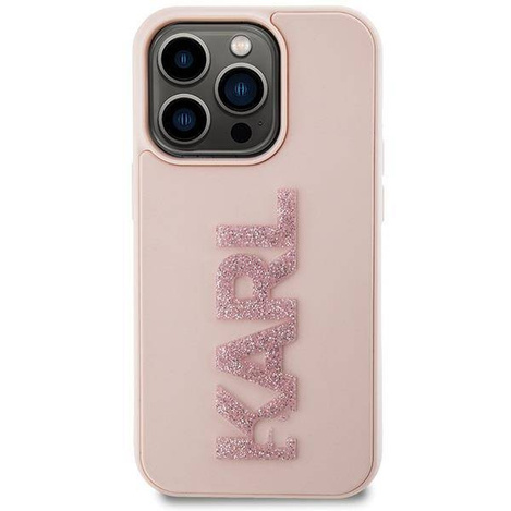 Etui Karl Lagerfeld 3D Rubber Glitter Logo na iPhone 15 Pro Max - różowe