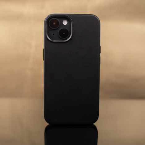 Nakładka Mag Leather do iPhone 15 6,1" czarna