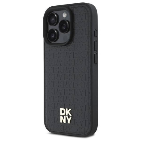 Original Case IPHONE 16 PRO DKNY Hardcase Repeat Pattern Stack Logo MagSafe (DKHMP16LPSHRPSK) black