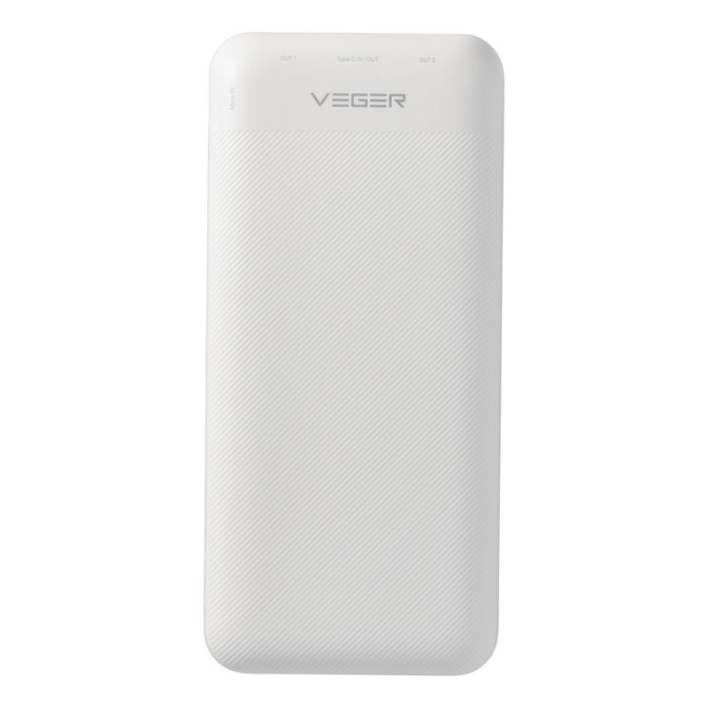 Bateria zewnętrzna (Powerbank) VEGER L20S - 20 000mAh LCD Quick Charge PD 20W biały (VP2039PD  / W2039PD )