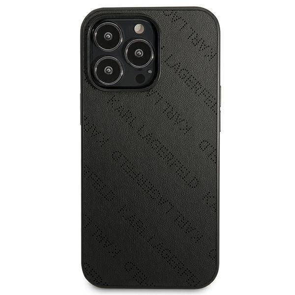 Original Handyhülle IPHONE 13 PRO Karl Lagerfeld Hardcase Perforated Allover (KLHCP13LPTLK) schwarz