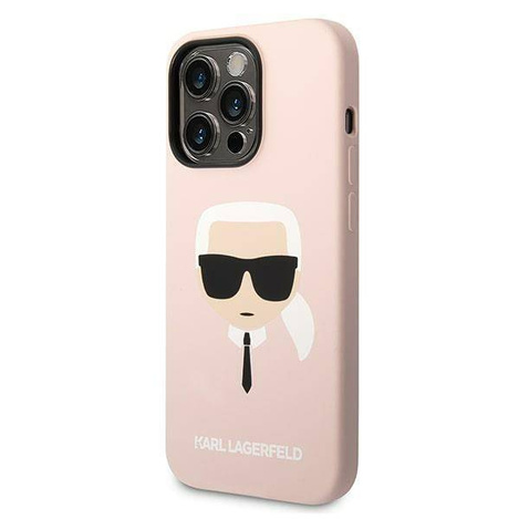 Original Case IPHONE 14 PRO Karl Lagerfeld Hardcase Silicone Karl`s Head MagSafe (KLHMP14LSLKHLP) pink