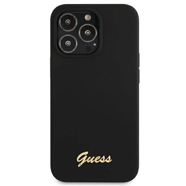 Guess GUHMP13LLSLMGBK iPhone 13 Pro / 13 6,1" black/czarny hardcase Silicone Script Gold Logo