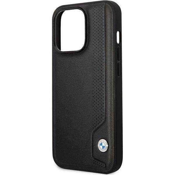 Original Case IPHONE 14 PRO BMW Hardcase Leather Blue Dots (BMHCP14L22RBDK) black