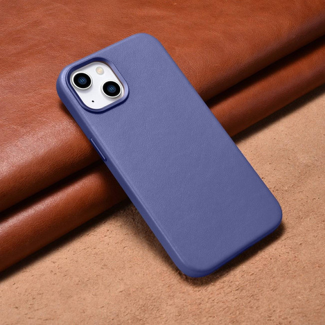 iCarer Case Leather genuine leather case for iPhone 14 Plus hellviolett () (MagSafe compatible)