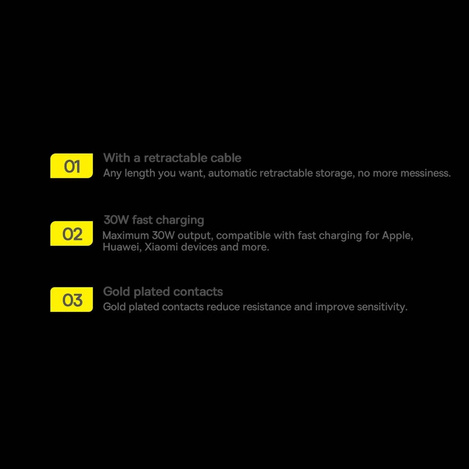 Baseus Enjoyment Retractable 2-in-1 Car Charger C+L 30W Black